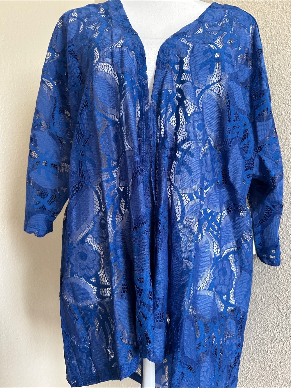 Royal Blue Lace Kimono Cover-Up